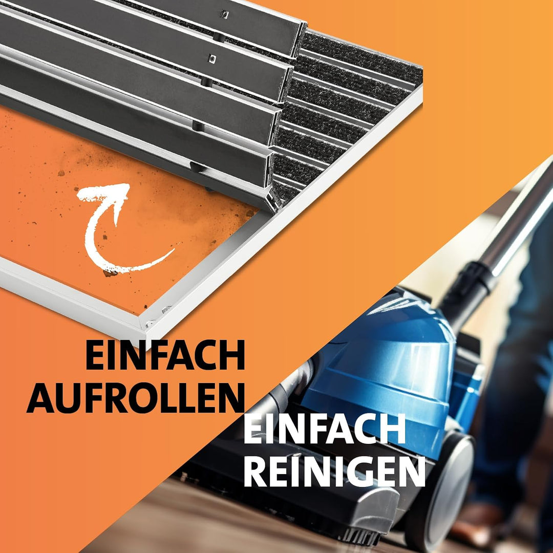 Fussabtreter für Innen & Aussen I Eingangsmatte mit Aluminium Rahmen I Einbau Schmutzfangmatte & ein