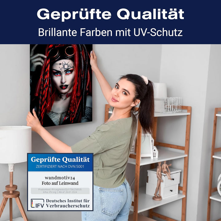 wandmotiv24 Leinwandbild Models, 80x60cm, Hochformat, Frau, Steampunk, Deko, Bilder auf Leinwand, Wa