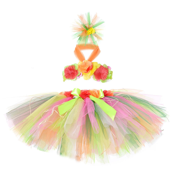 Hawaii Mottoparty Kostüme Set Gras Hula 40cm Rock Hawaiian Lange Hawaiianischer Grasrock 7 Teilig Bl