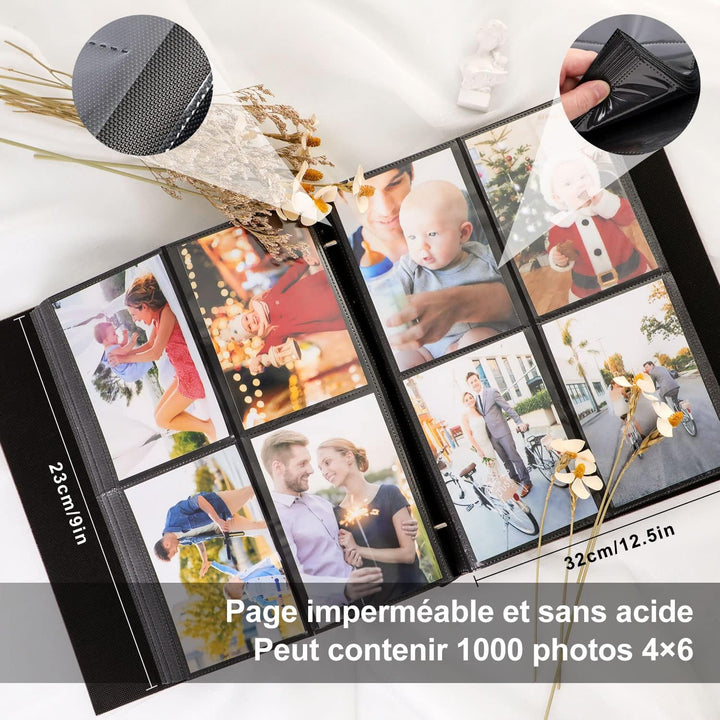 Lanpn Fotoalbum 10x15 1000, Extra Grosses XXL Leinen Einstecken Einsteckalbum für Hochformat Fotos B