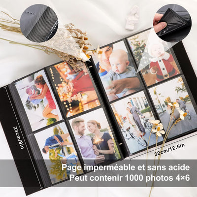 Lanpn Fotoalbum 10x15 1000, Extra Grosses XXL Leinen Einstecken Einsteckalbum für Hochformat Fotos B