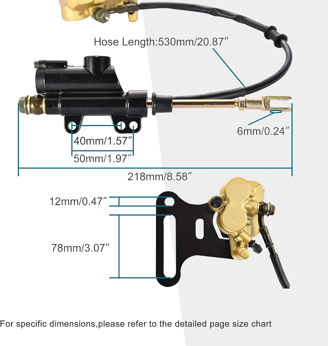 GOOFIT Hydraulischer Bremssattel Hinten Hauptbremszylinder Ersetzen Ersatz für 70cc 110cc 125cc 150c