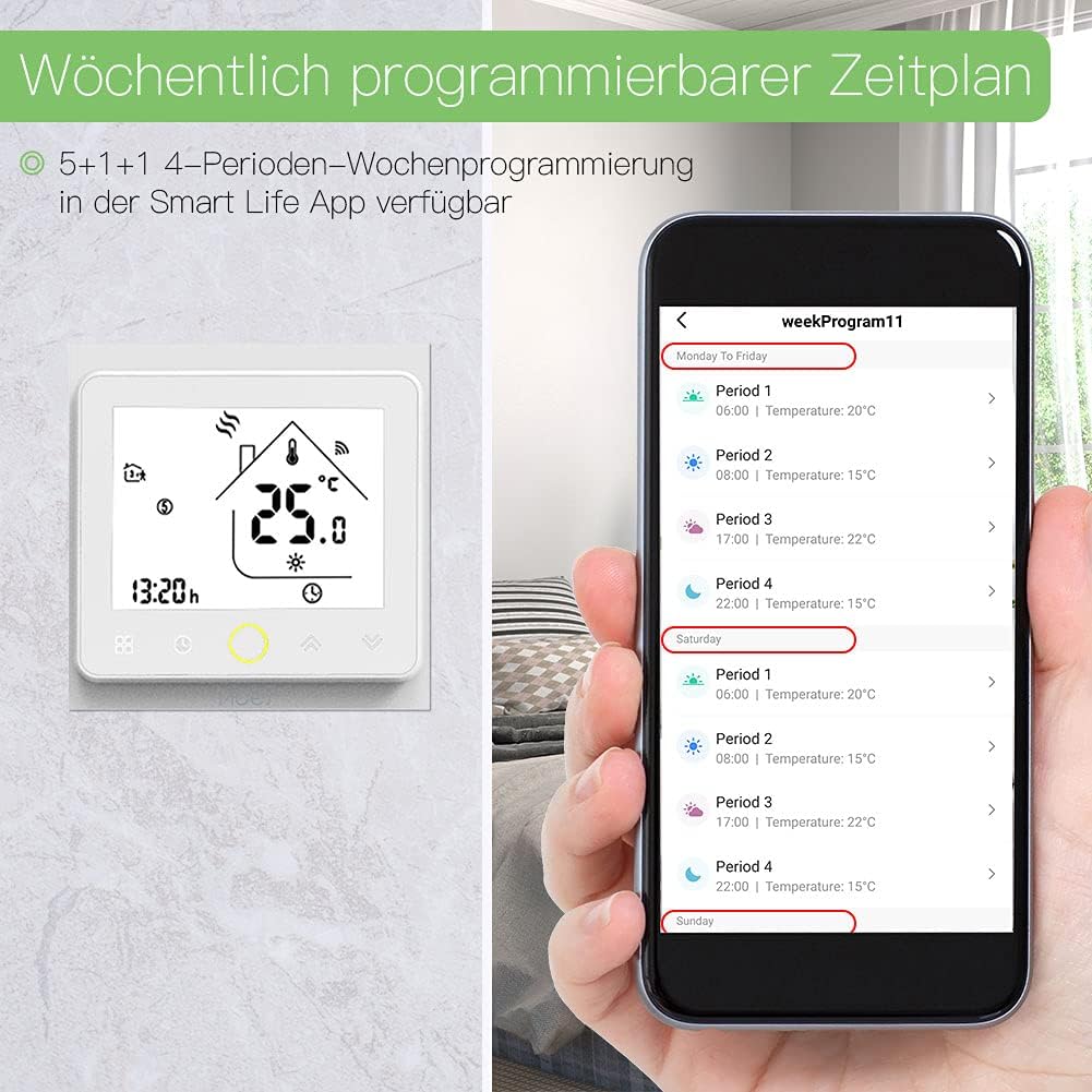 MOES Smart Alexa Tuya ZigBee Funk Thermostate Wasserboiler Raumthermostat für 5A Wasser Boiler, Komp
