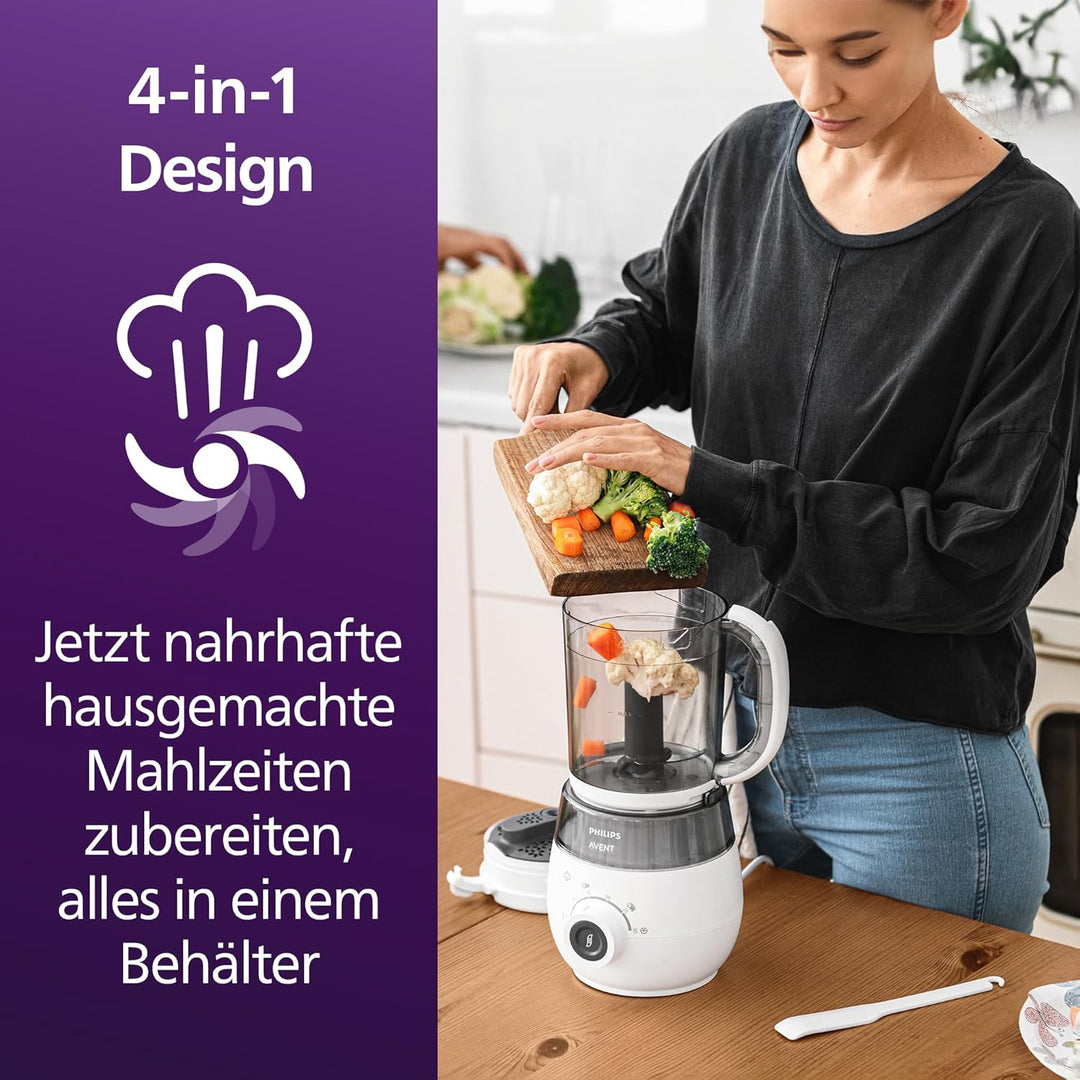 Philips Avent 4-in-1-Babynahrungszubereiter SCF883/01 mit 20er Pack Aufbewahrungsbecher für Babynahr