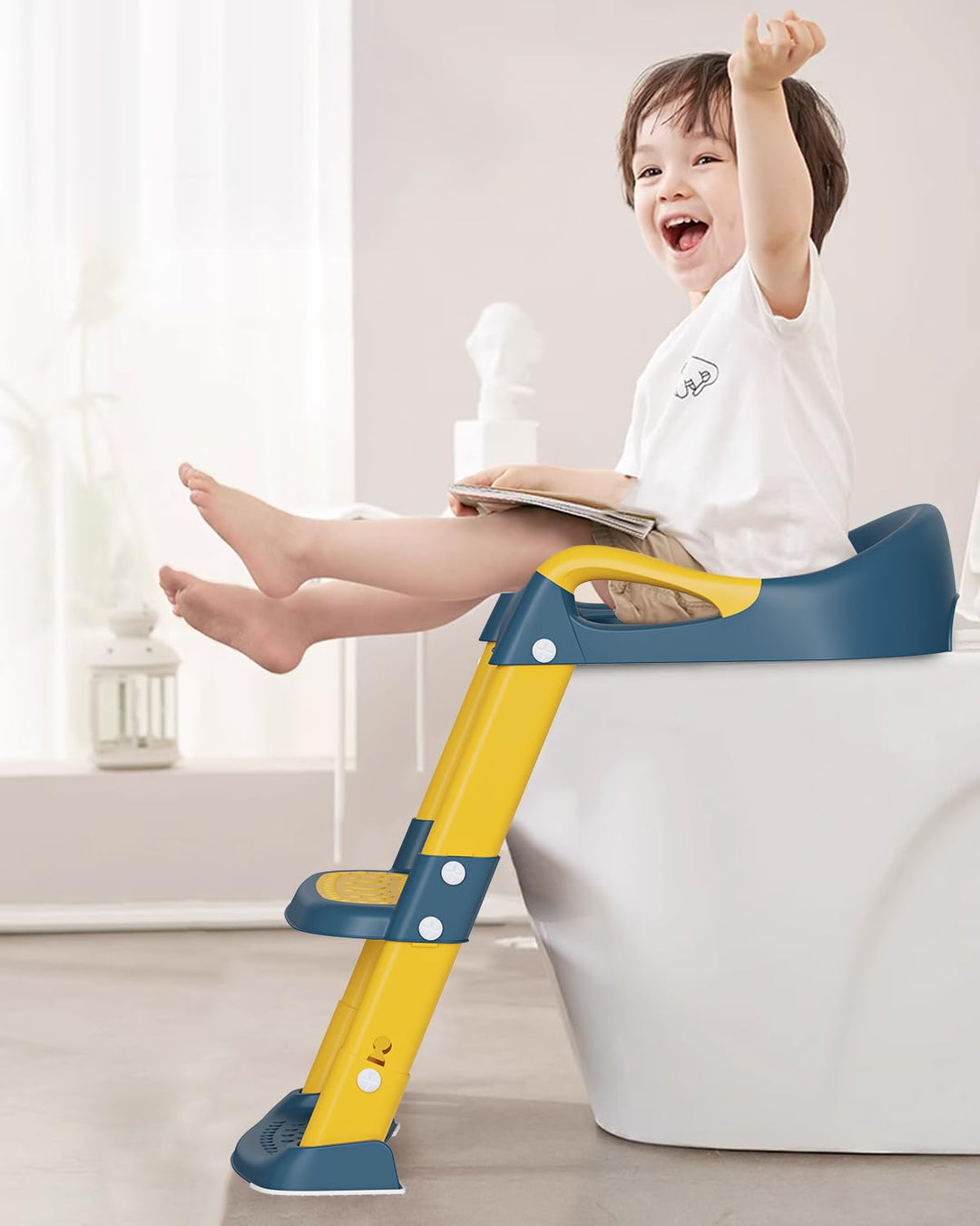 Xespis Kinder Toilettensitz mit Treppe, Toilettentrainer, für Jungen und Mädchen, WC Sitz Kinder mit
