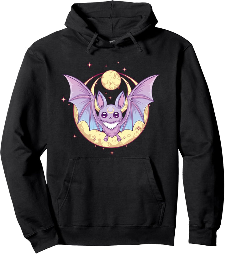 Pastell Goth Niedlich Gruselig Mondsichel Fledermaus Kawaii Pullover Hoodie