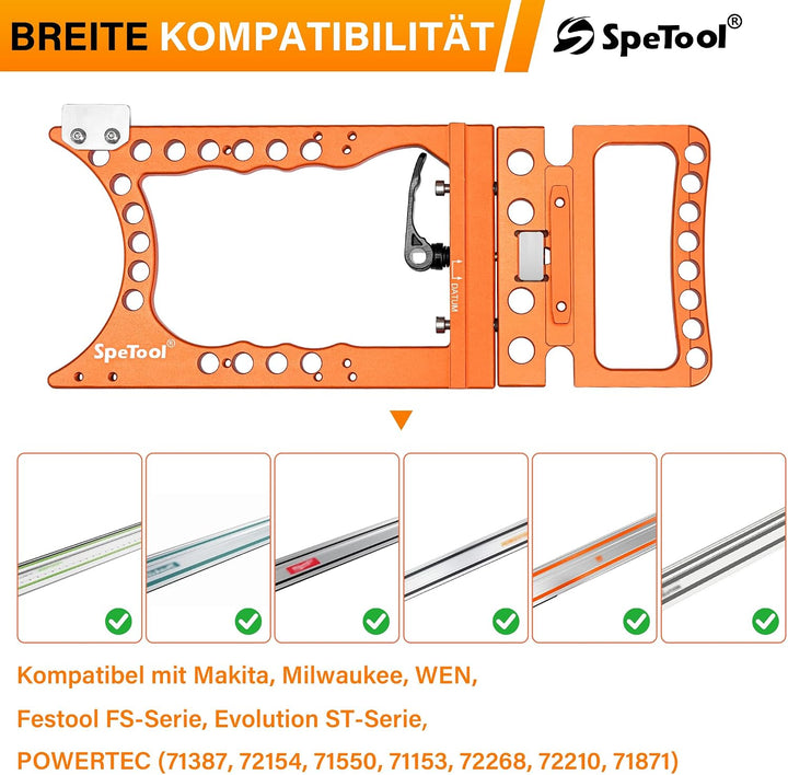 SpeTool 90° Winkelanschlag für Führungsschiene, ±0,01° Genauigkeit, Schnellverriegelung & Schienensc