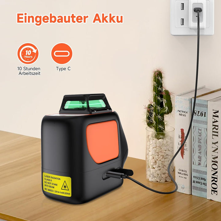 Kreuzlinienlaser Grün mit 2 Lotpunkten, DOVOH 360° selbstnivellierendes mit Plumb Spot für präzises