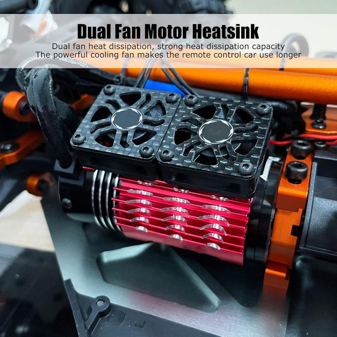 RC Dual Fan Motor Kühlkörper, Wärmeableitung Brushless Motor Cooling Dual Fan für 1/5 8,4V 16000RPM