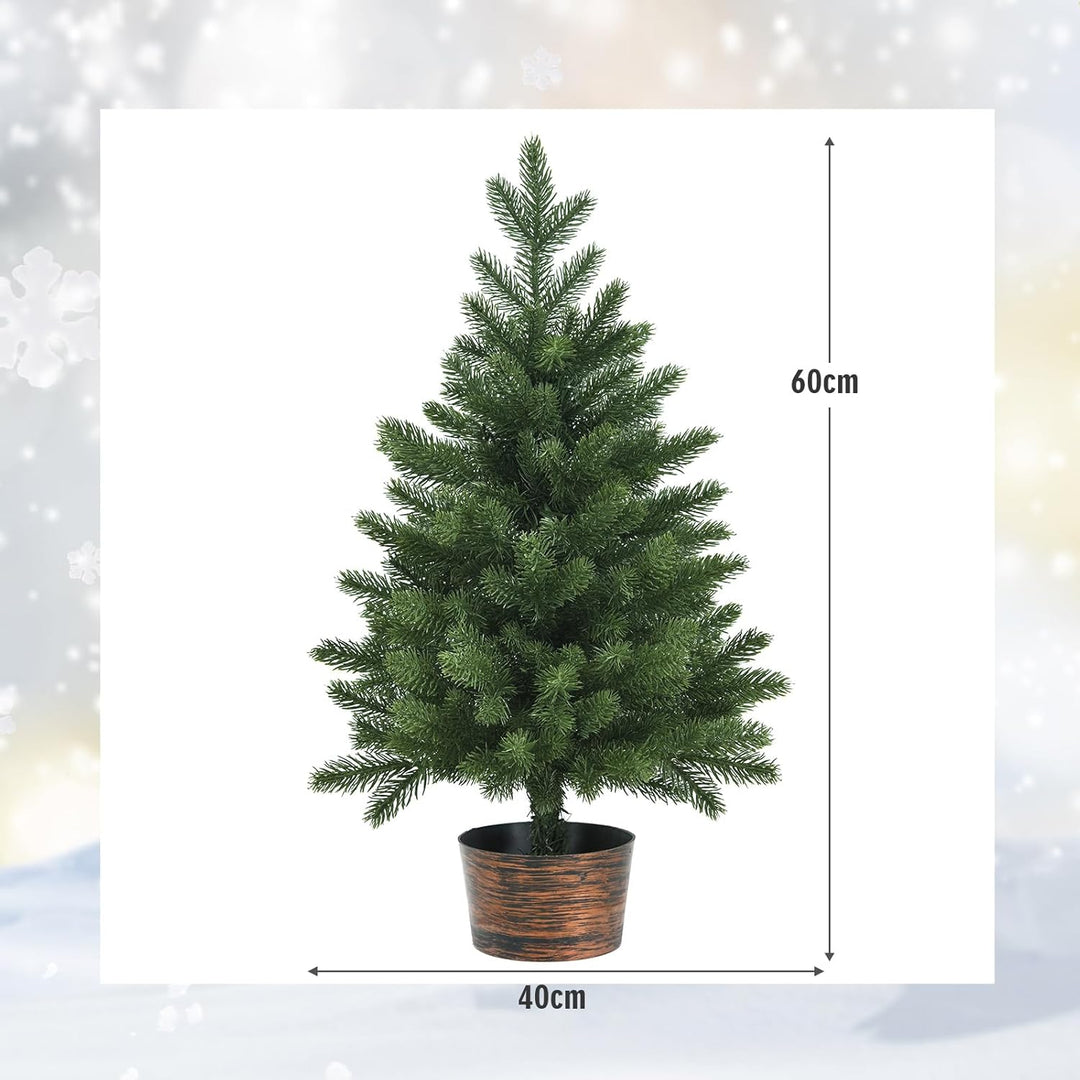 KOMFOTTEU Mini Weihnachtsbaum, 60cm Tisch Weihnachtsbaum, Christbaum mit dicken Ästen aus PE, künstl