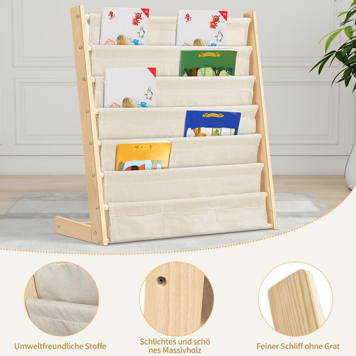 HUOLE Bücherregal für Kinder, 6-Ebenen-Regal für Bücher, Schulzubehör für Kinderzimmer, Kindergarten