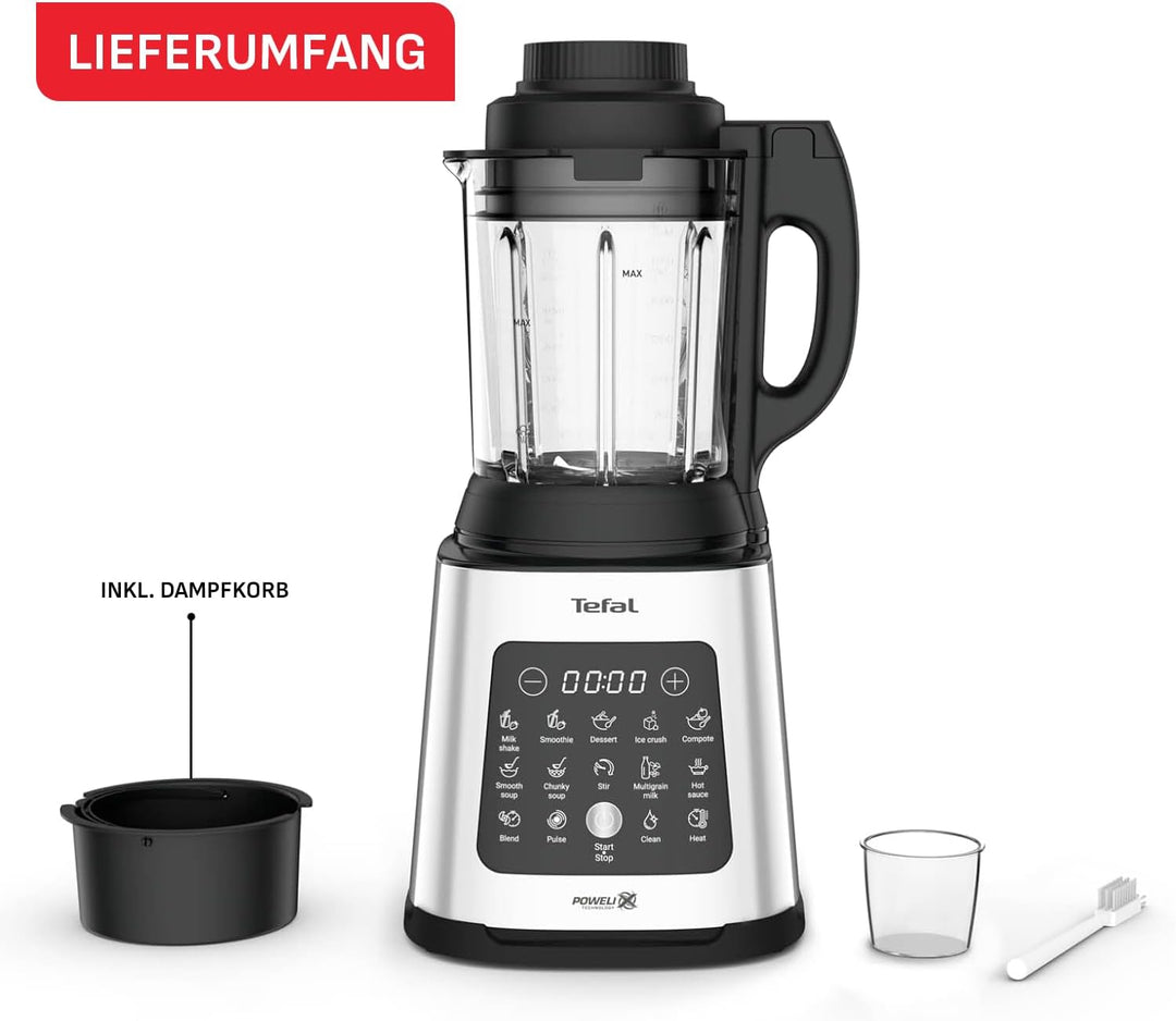 Tefal PerfectMix Cook Hochgeschwindigkeits-Standmixer, mit Kochfunktion, 10 Auto-Programme, heisse u