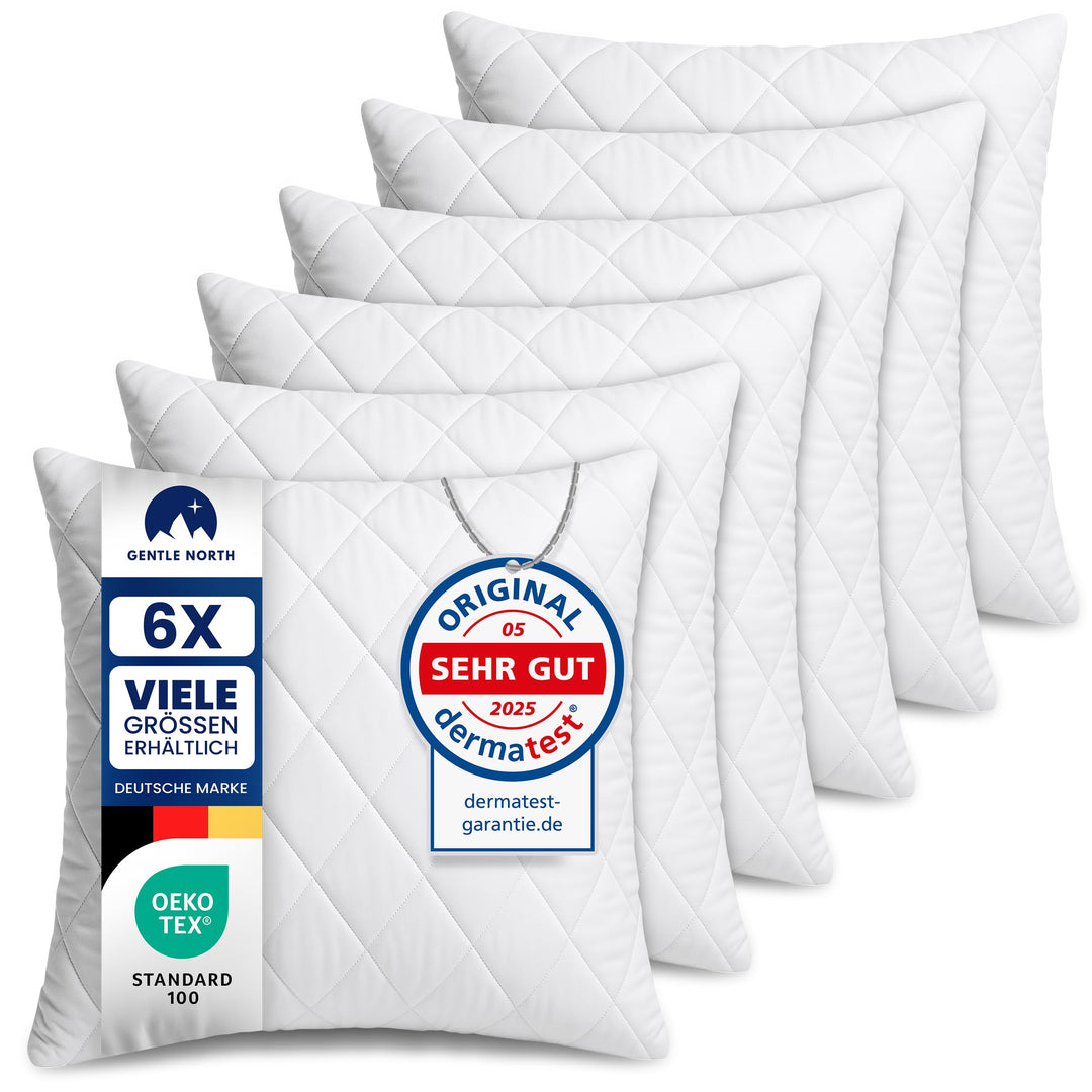Gentle North Kopfkissen (80x80 cm gross) - 6er Set Kissen für Bett und als Dekokissen - Mit Reissver