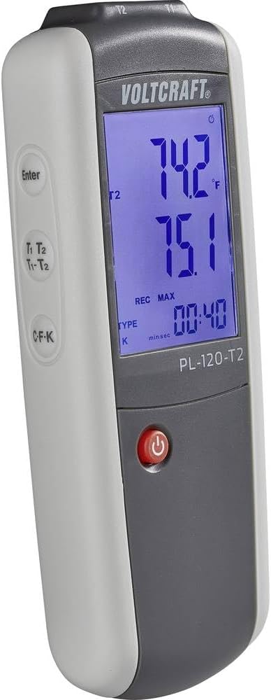 Voltcraft PL-120 T2 Temperatur-Messgerät -200 - +1372 Degree C Fühler-Typ K, J
