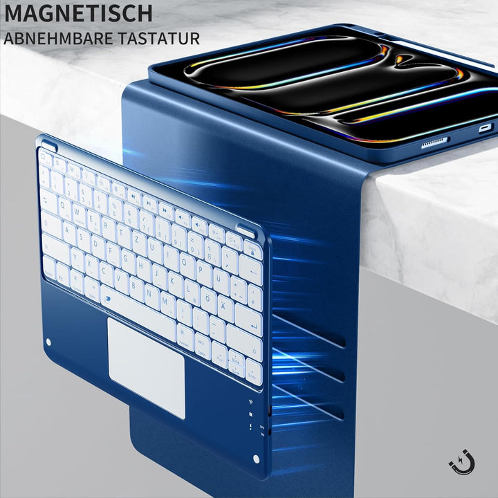 Vobafe Hülle mit Tastatur für iPad Pro 13 Zoll M5/M4 (2025/2024), Multi-Touch Trackpad Hochwertige P