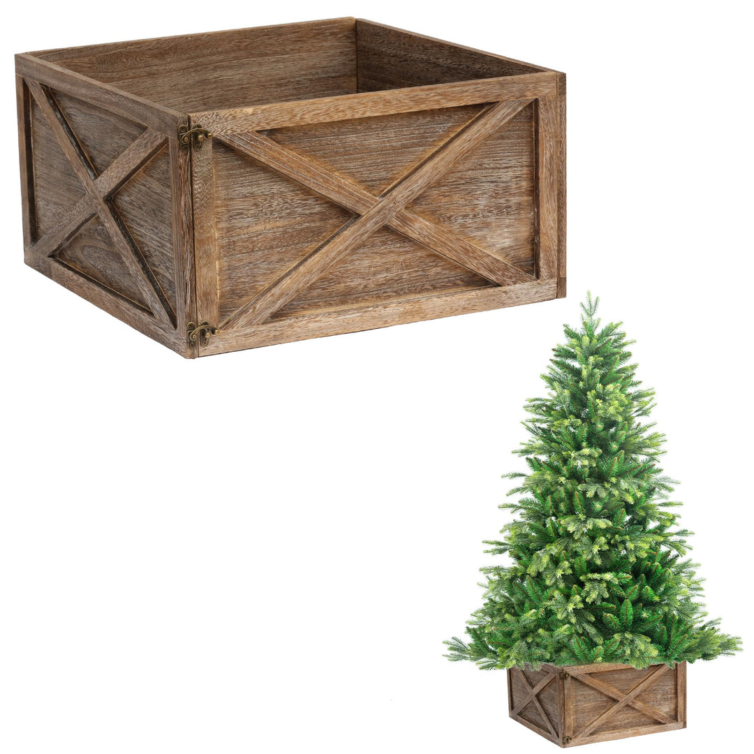 Weihnachtsbaum-Rock, faltbar, Holzbox, Weihnachtsbaumständer, Basisabdeckung, Kragen, Stamm, Korb, R