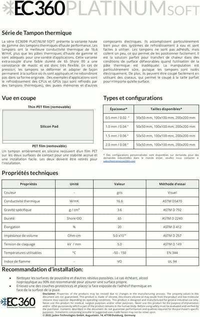 EC360® Platinum Soft 16,6W/mK Wärmeleitpad (100 x 100 x 0,5 mm, Soft), 100 x 100 x 0,5 mm, Soft