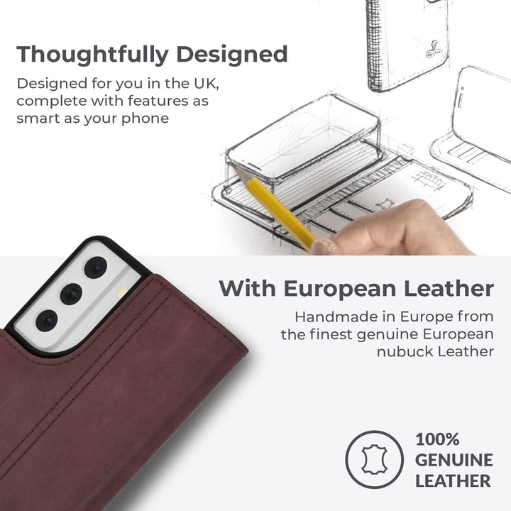 Snakehive Galaxy S21 FE 5G Hülle Leder | Stylische Handyhülle mit Kartenhalter & Standfuss | Handyhü