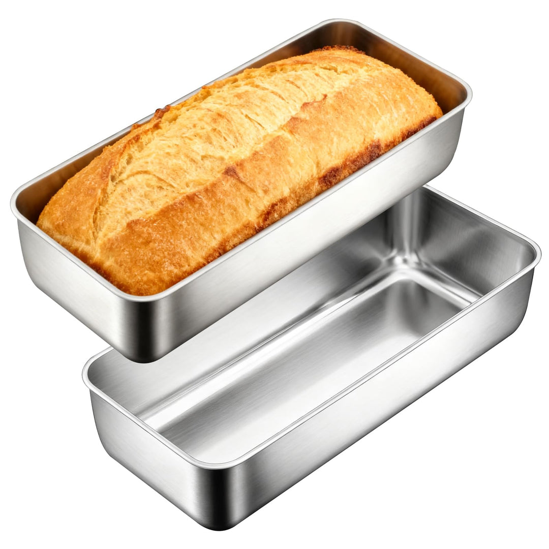 2 Stück Kastenform Kuchen Backform Rechteckig Brotbackform Edelstahl 32 x 15 x 6.5cm - 3,2L für Kuch