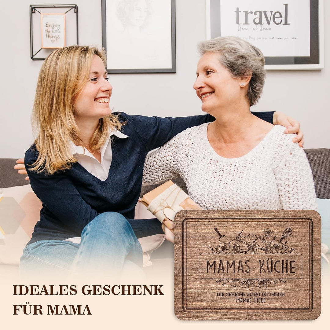 Juratar® Weihnachtsgeschenke für Mama, Edles Schneidebrett aus Walnussholz mit Saftrille, Walnusshol