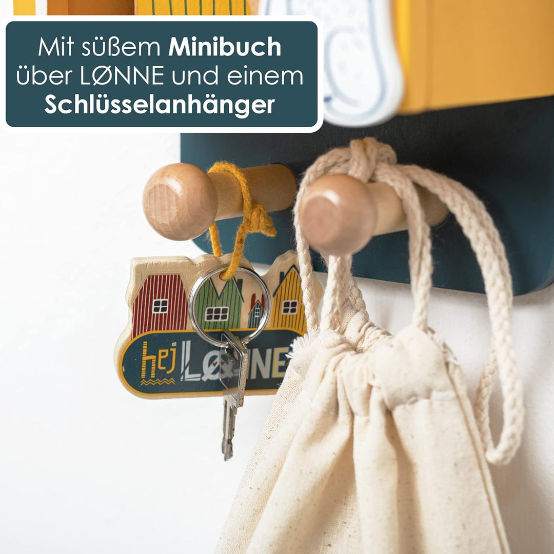 HEJ LØNNE Kindergarderobe mit 2 Haken und Ablagefach - Garderobe Kinderzimmer und Babyzimmer - Kinde