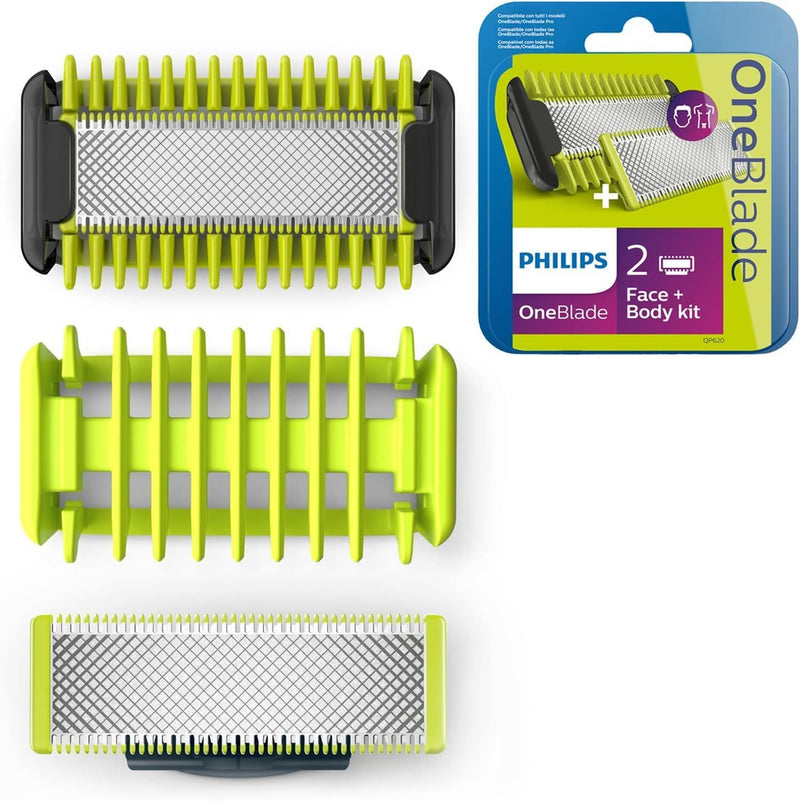 Philips OneBlade Original-Ersatzklingen mit Körper-Kit, 2er-Pack, QP620/50, QP620/50