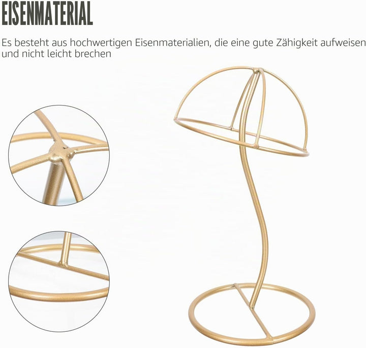 Amosfun Hut Halter Aus Metall 12 Zoll Goldfreistehend Display Ständer Für Hüte Und Mützen Organizer