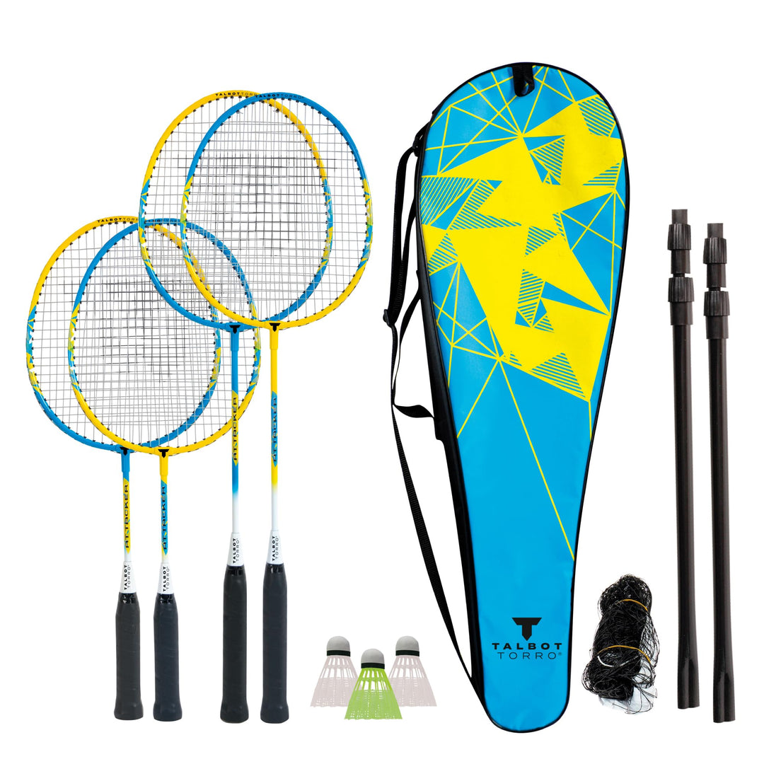 Talbot Torro Badminton-Set Family, Komplettset mit 2 Juniorschläger 53 cm, 2 Standardschläger, 3 Fed
