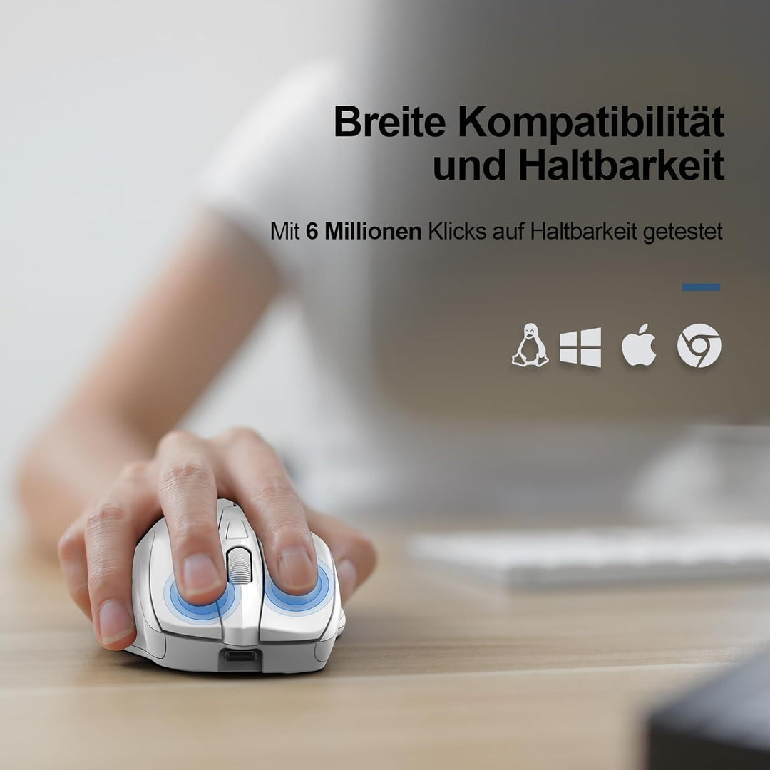TECKNET Silent Kabellose Maus, Wiederaufladbar Funkmaus 4800 DPI, 2,4 GHz Optische Computer Maus für