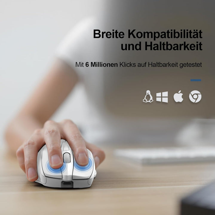 TECKNET Silent Kabellose Maus, Wiederaufladbar Funkmaus 4800 DPI, 2,4 GHz Optische Computer Maus für