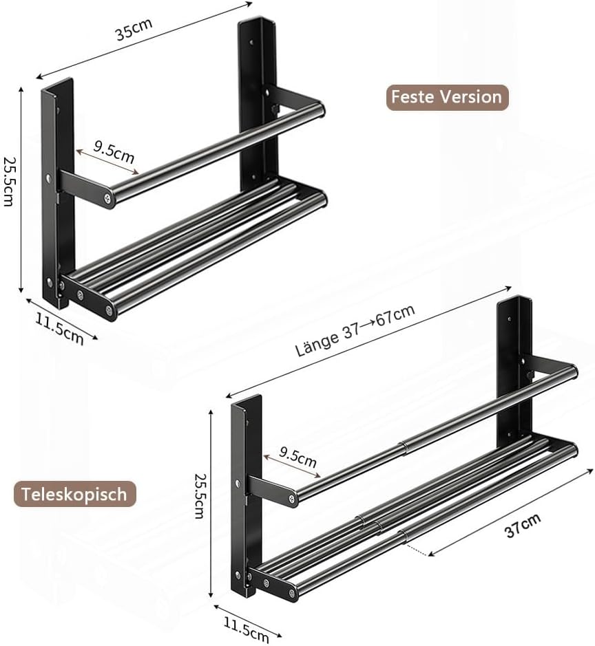 Schuhregal Wand2 Ebenen, 37-67cm Ausziehbar Schuhablage Schuhhalter Metall Schuhregal Platzsparend,f