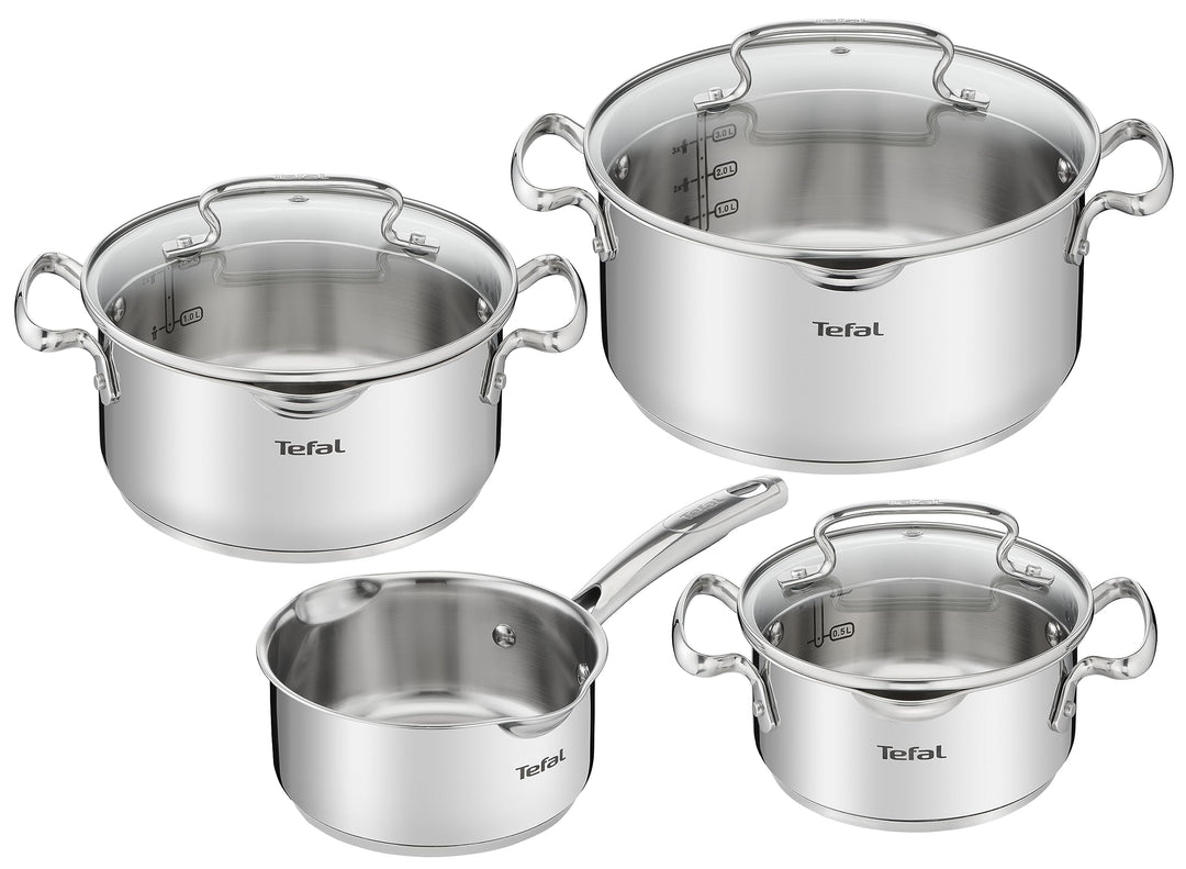 Tefal A702A8 Intuition Edelstahl Kochtopf-Set 7-Teilig | Geeignet für alle Herdarten | Messskala an