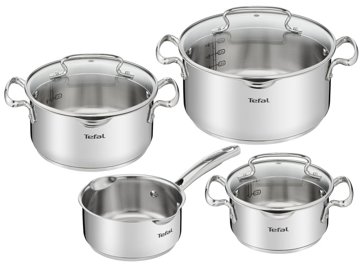 Tefal A702A8 Intuition Edelstahl Kochtopf-Set 7-Teilig | Geeignet für alle Herdarten | Messskala an