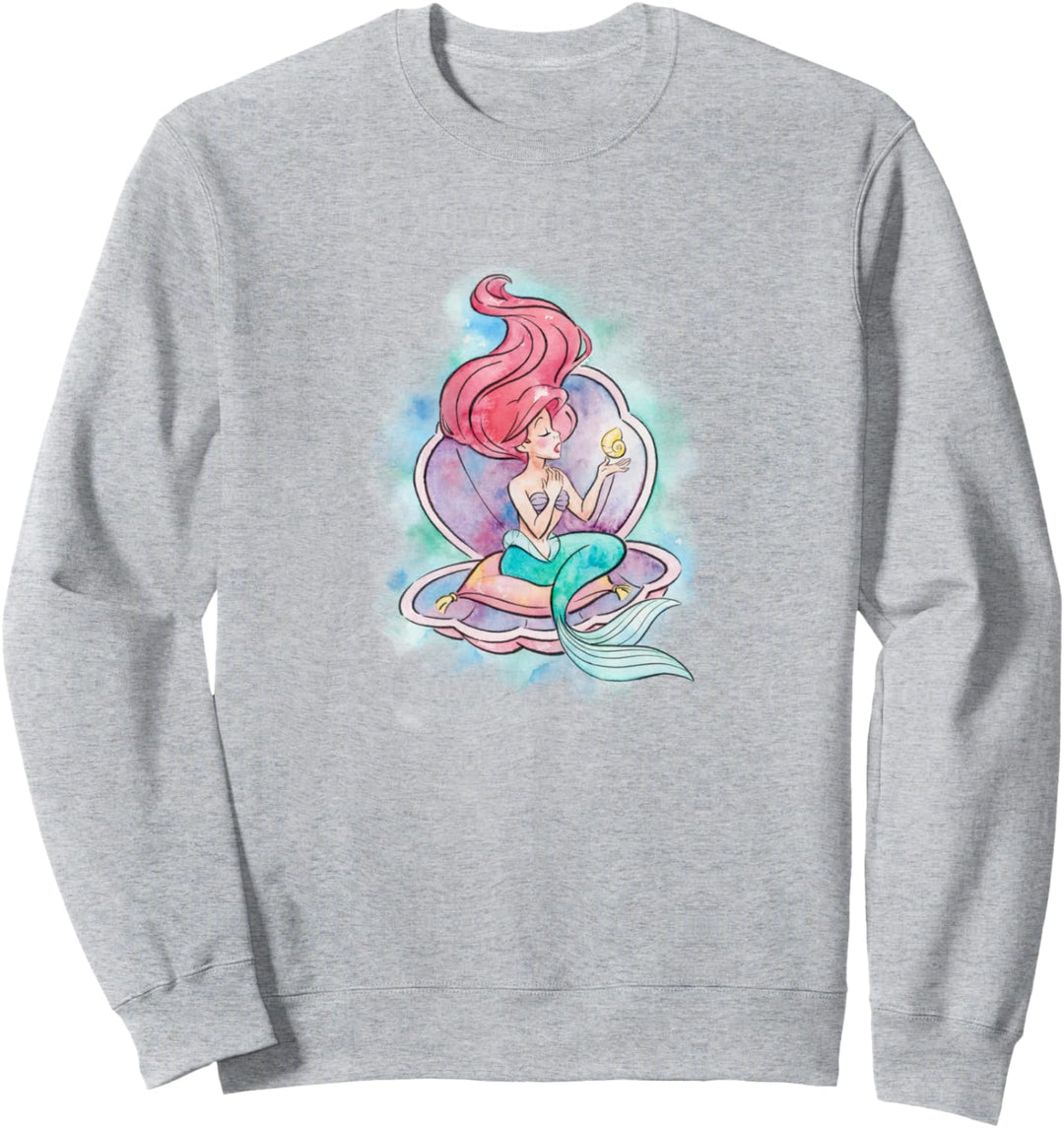 Disney Little Mermaid Ariel In Shell Watercolor Sweatshirt
