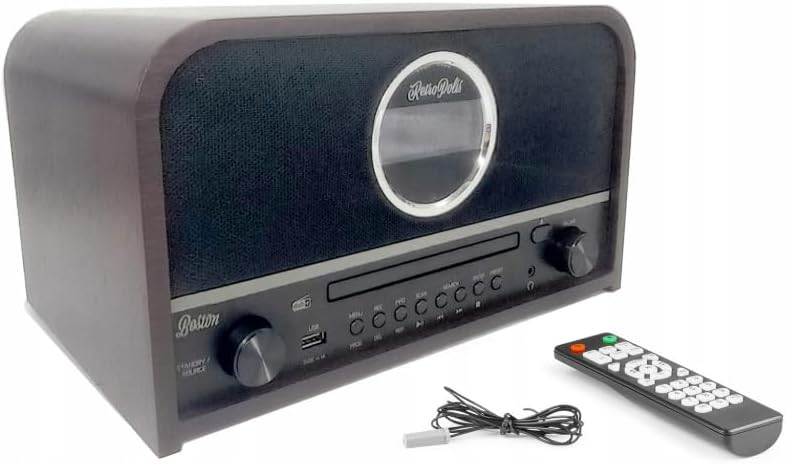 Retropolis Boston Wohnzimmer-Radio – Netzwerk DAB+ DIGITAL AM/FM USB-A Bluetooth CD LED – Vintage De