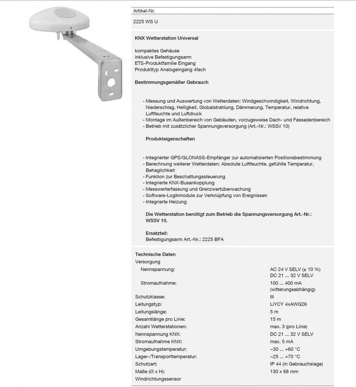 KNX Wetterstation Universal JUNG 2225WSU