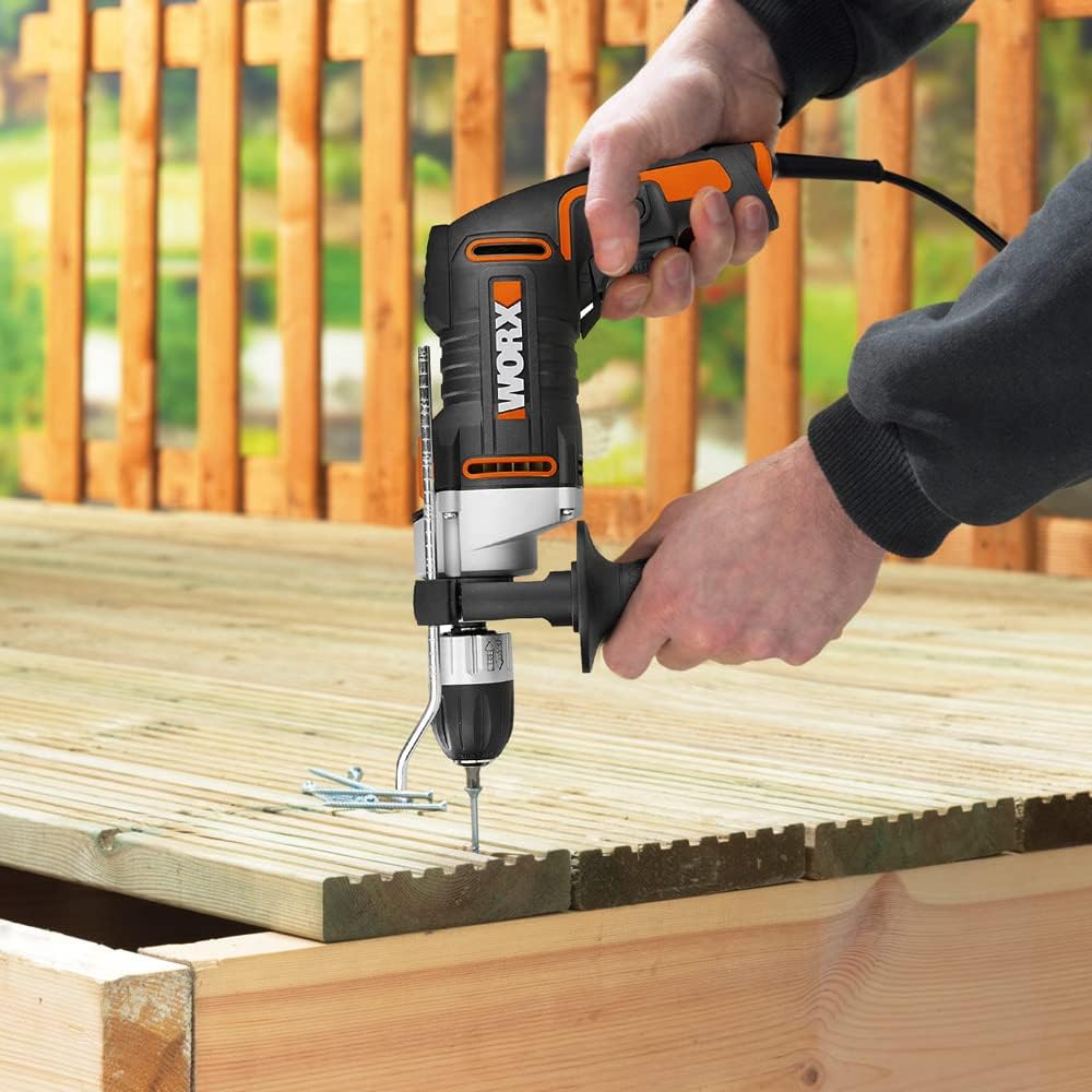 WORX WX318 Schlagbohrmaschine 810W mit robustem Metall-Getriebegehäuse, stufenloser Drehzahlregulier