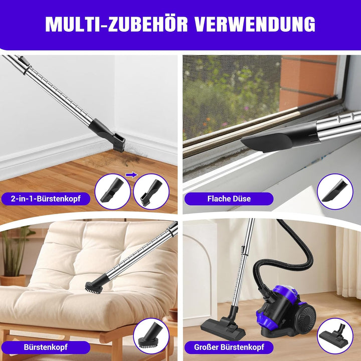 Beutelloser Staubsauger ohne Beutel,1000W Bodenstaubsauger, starke Saugleistung, langes Kabel, Fugen