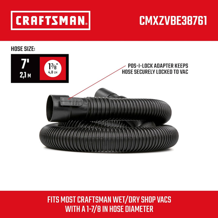 CRAFTSMAN CMXZVBE38761 1-7/20.3 cm x 2,1 m POS-I-LOCK Nass-Trockensauger-Schlauchaufsatz, industriel