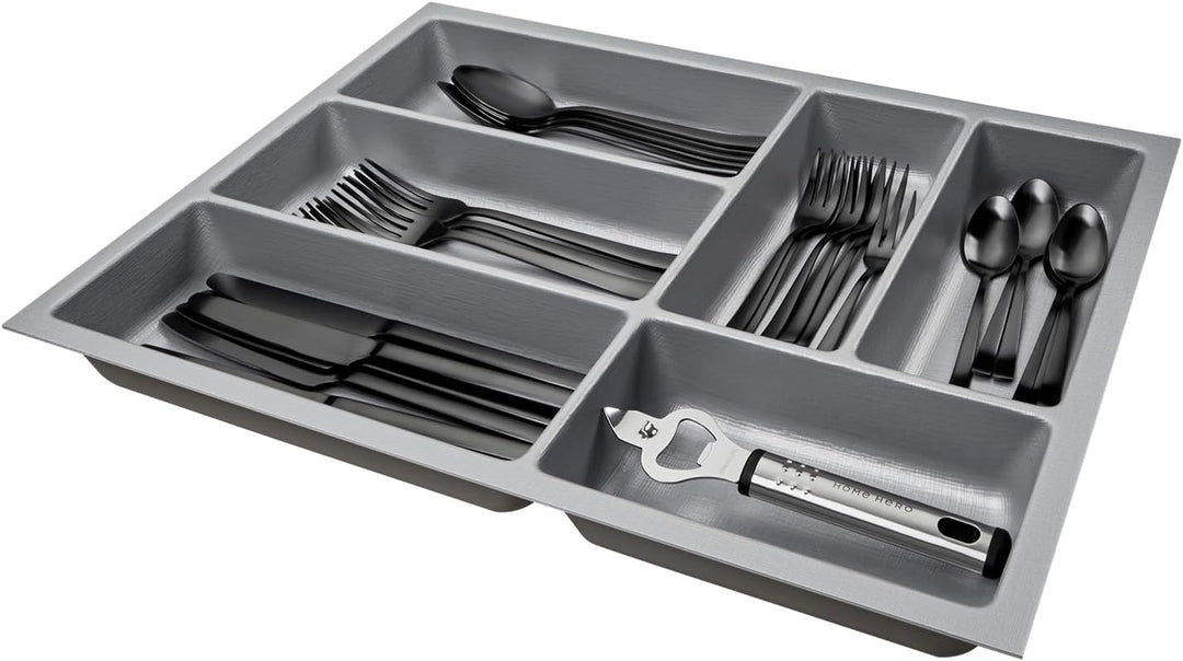 SO-BOX 2 Besteckkasten Breite 35,9 cm, Tiefe 46,2 cm mit silbergrauer Kanvas-Struktur für Schubladen