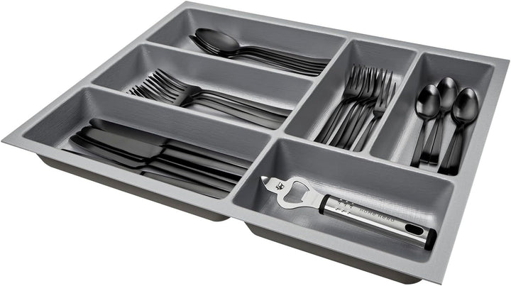 SO-BOX 2 Besteckkasten Breite 35,9 cm, Tiefe 46,2 cm mit silbergrauer Kanvas-Struktur für Schubladen