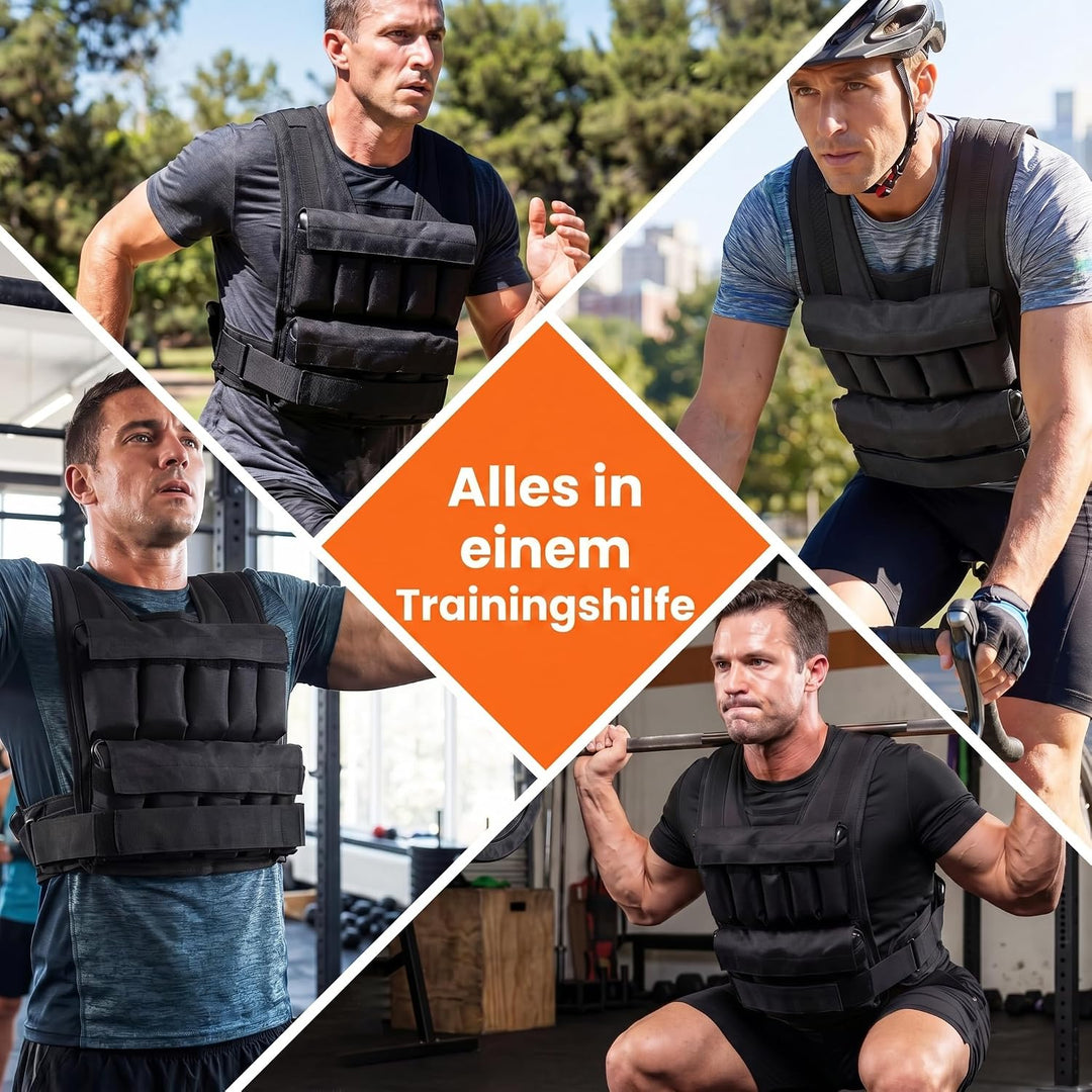 COSTWAY Gewichtsweste 20/30 kg, Brustgrösse Verstellbar, Trainingsweste mit abnehmbaren Eisensandsäc
