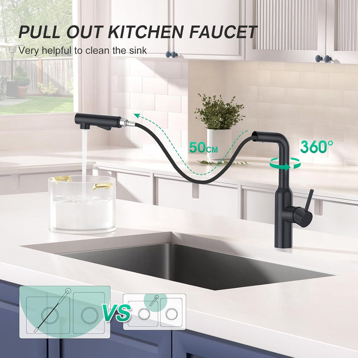 CREA Küchenarmatur ausziehbar, Einhebelmischer Armatur Wasserhahn Küche mit Brause, Spültischarmatur