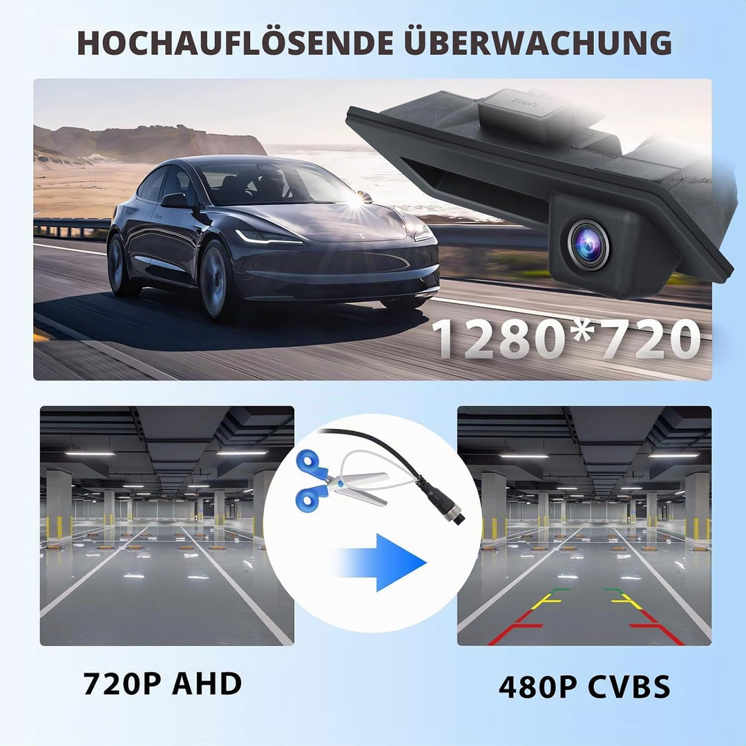 Hodozzy HD Rückfahrkamera für Audi/VW mit Nachtsicht, Einparkhilfe, 170° Grad Weitwinkel, wasserdich