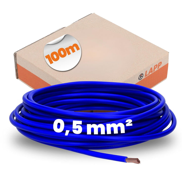 Lapp 100m H05V-K 0,5 mm² Ultramarinblau - PVC Aderleitung Flexibel | Einzelader für Schaltschrank &amp;