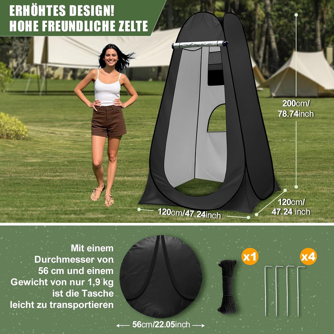 Charmofun Duschzelt Camping, Toilettenzelt Pop Up Umkleidezelt UV-Schutz, Mobile Tragbar WC Zelt mit