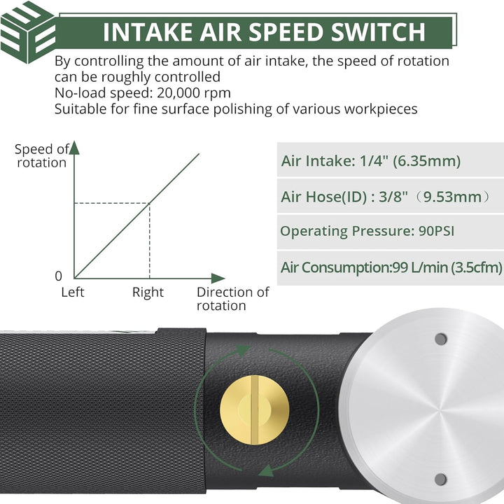 EYPINS Druckluft Winkelschleifer Set 90° Druckluftschleifer+1/4"&1/8" Spannzange, Mini Stabschleifer