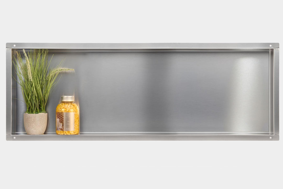 Balneo Wall-Box NO Rim wandnische dusche Edelstahl 90x30x10 cm Duschnische wasserdicht, Flexibler Ni