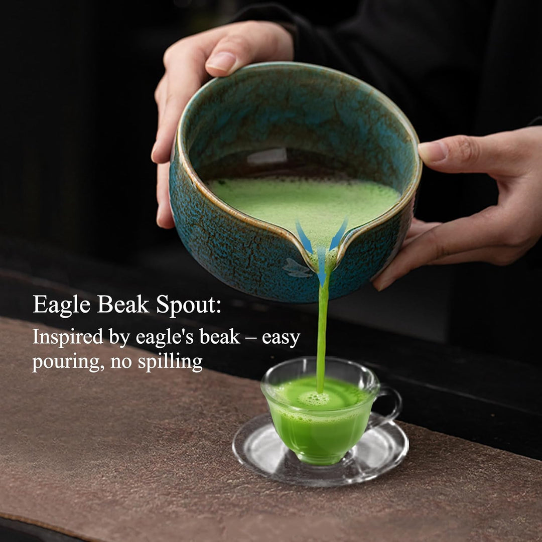 Matcha Set Blau 2-teilig, Matcha Tee Set Blau mit Chawan Matcha-Schale (510 ml) & Keramik-Besenhalte