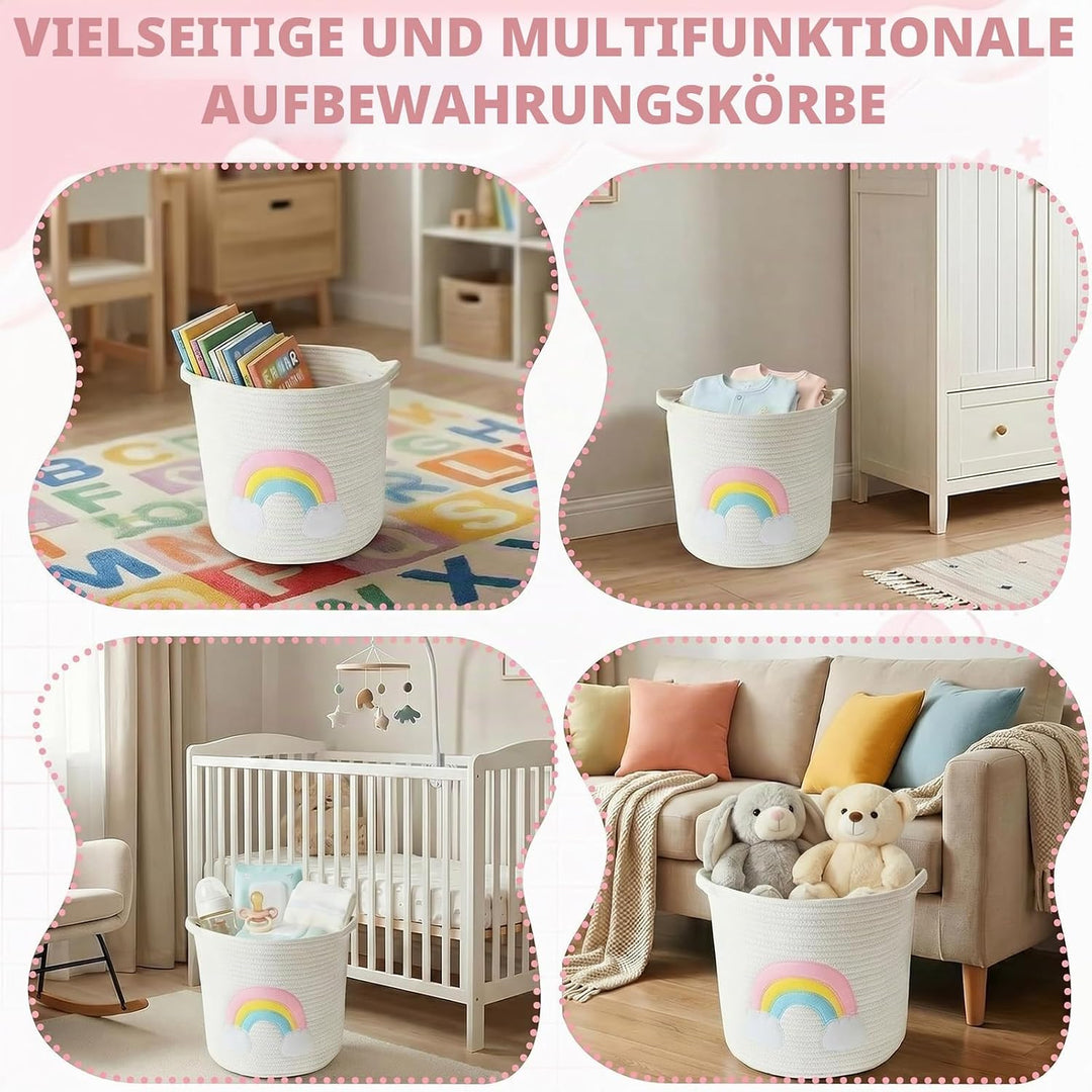 Aufbewahrungskorb Kinderzimmer Wickeltisch Organizer für Babys Kinder Spielzeug Korb, Regenbogenmust